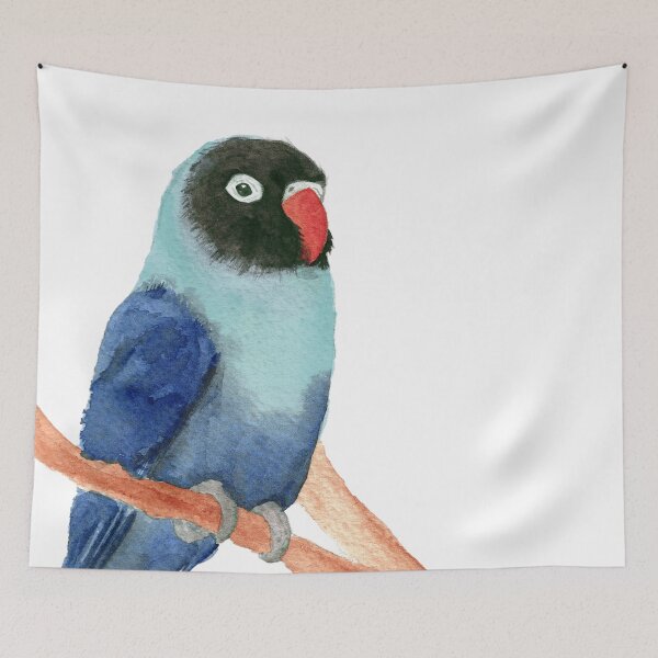 Item preview, blue lutino collared lovebird watercolor designed and sold by L'Atelier Oranjade.