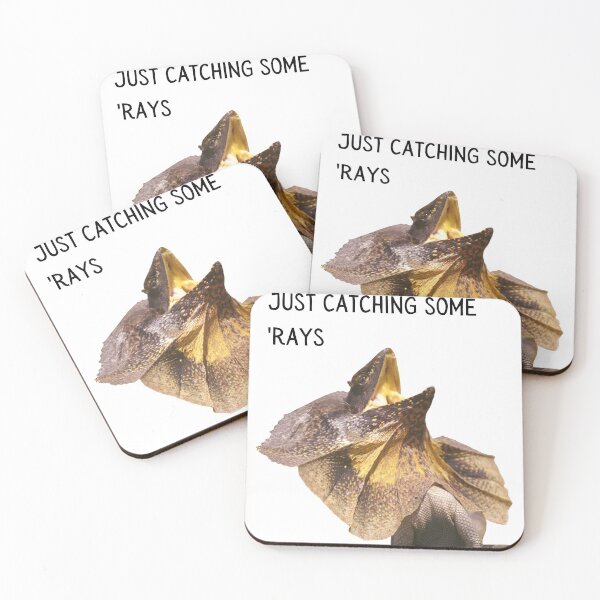 Item preview, Just catching some 'rays. Photograph of a frill necked lizard and black text. designed and sold by JellyBeenzz.
