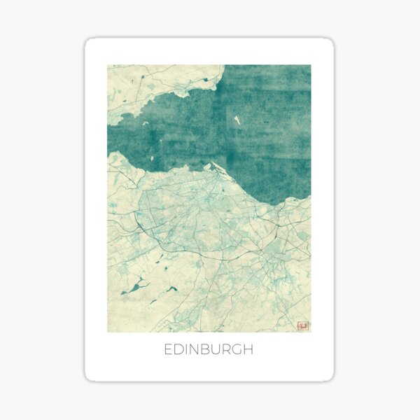 Edinburgh Map Blue Vintage Sticker