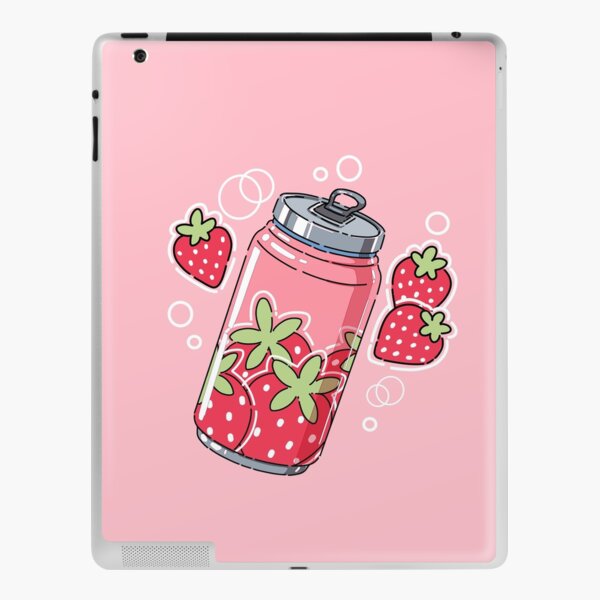 Cute pink strawberry soda drink iPad Skin