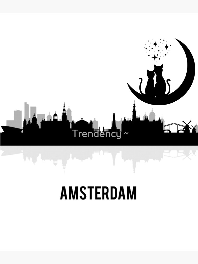 Disover Amsterdam Skyline Cat v2 Premium Matte Vertical Poster
