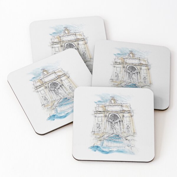 Item preview, Beautiful colorful sketch of Fontana di Trevi, Italian landmark archtecture designed and sold by oanaunciuleanu.