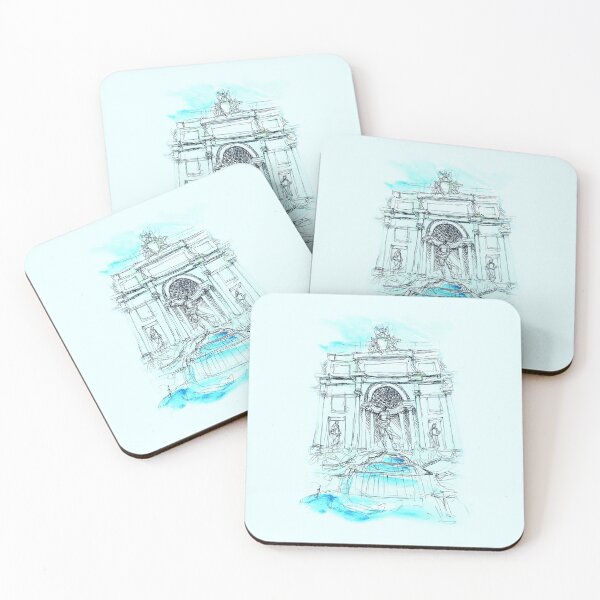 Item preview, Beautiful colorful sketch of Fontana di Trevi, Italian landmark archtecture designed and sold by oanaunciuleanu.