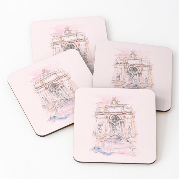 Item preview, Beautiful colorful sketch of Fontana di Trevi, Italian landmark archtecture designed and sold by oanaunciuleanu.