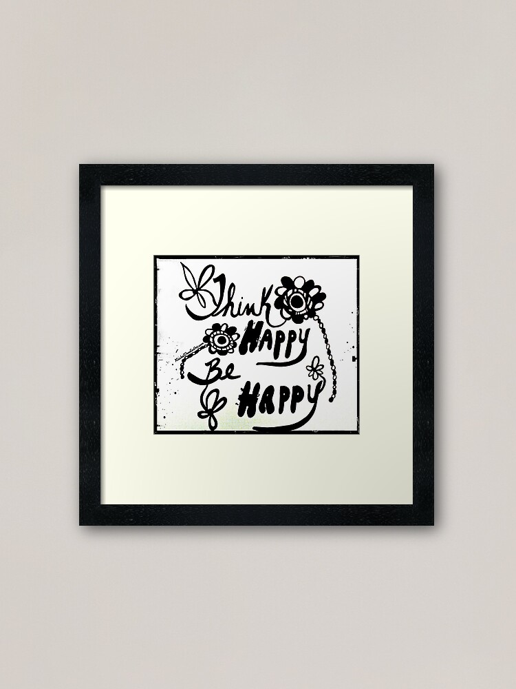Alternate view of Rachel Doodle Art - Think Happy Be Happy Framed Art Print