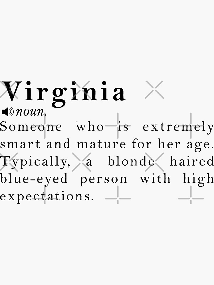 "Virginia Name Definition Meaning" Sticker for Sale by peachyline