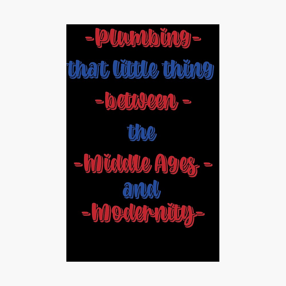 Poster Citation Plombier Plomberie Cette Petite Chose Entre Moyen Age Et Modernite Par Teestatic Redbubble