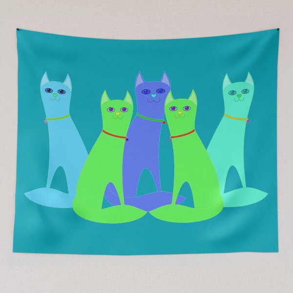 Item preview, Cool Cats Aqua designed and sold by Jean Gregory Evans.
