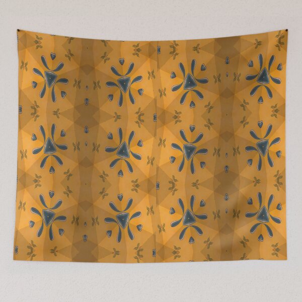 Item preview, Blue Kaleidoscope Yellow Petals designed and sold by TavaB.