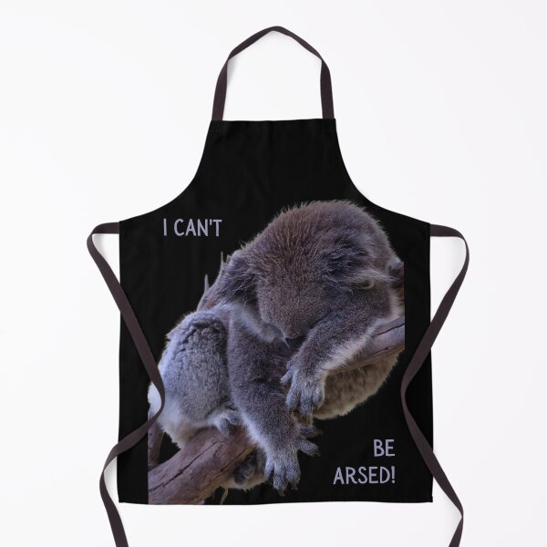 Item preview, I can't be arsed! Photo of a koala sleeping in a tree and grey text. designed and sold by JellyBeenzz.