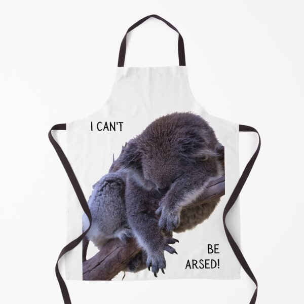 Item preview, I can't be arsed! Photo of a koala sleeping in a tree. White background, black text. designed and sold by JellyBeenzz.