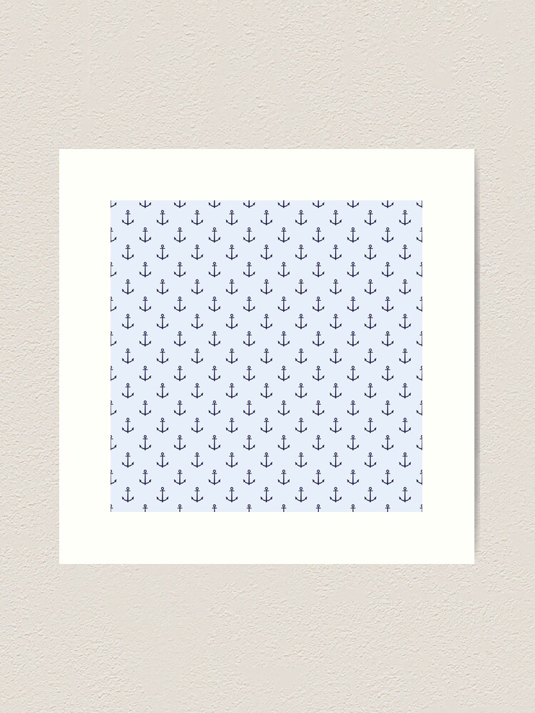 Alternate view of Blue Anchors on Light Blue Background Art Print