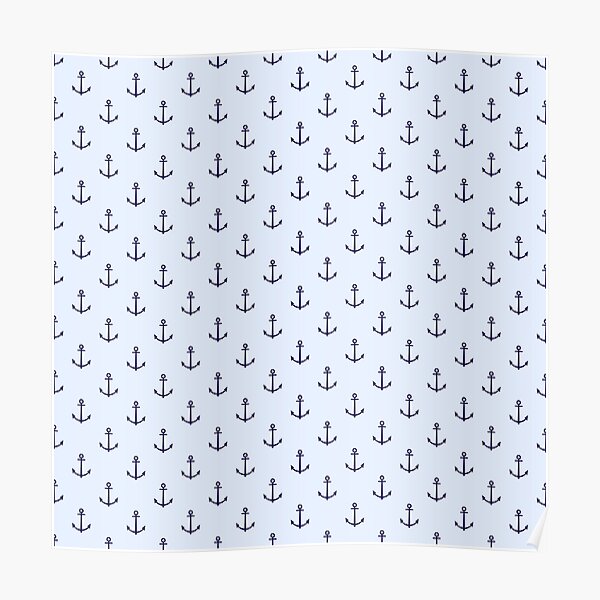Blue Anchors on Light Blue Background Poster