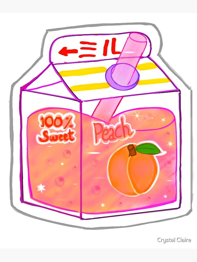 Kawaii Peach Milk Carton Drink Poster For Sale By Fatehullah Redbubble