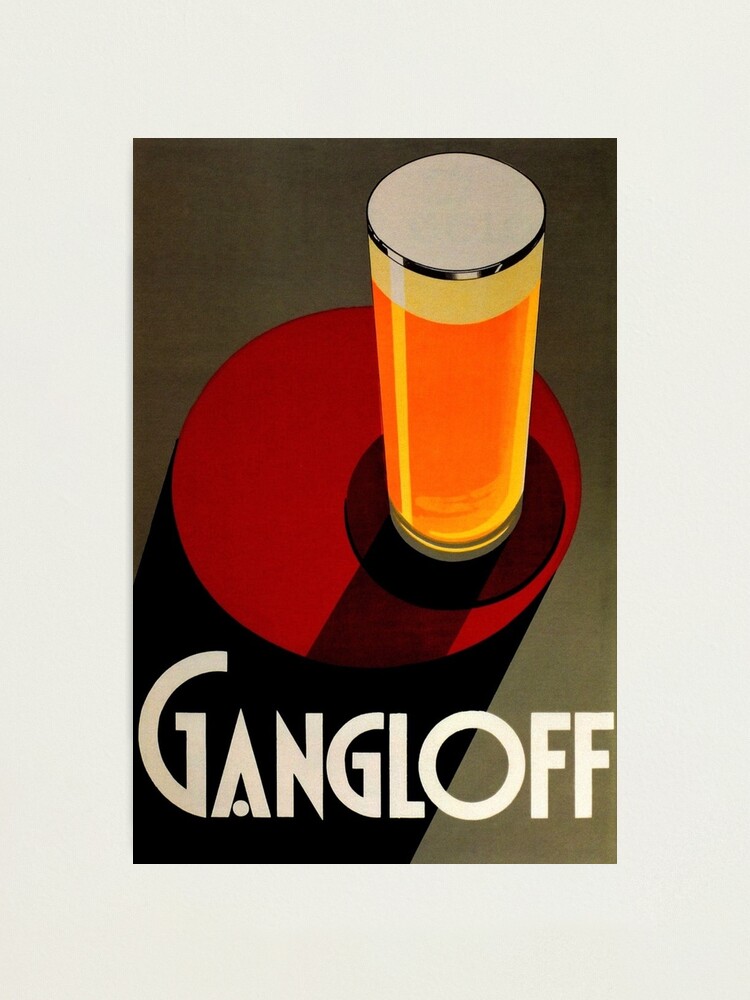 Alternate view of Vintage Red Gangloff Beer Big Glass Light Ale Lager Pilsen Advertising Poster Photographic Print