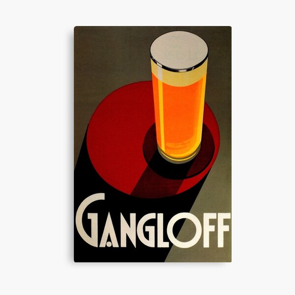 Vintage Red Gangloff Beer Big Glass Light Ale Lager Pilsen Advertising Poster Canvas Print
