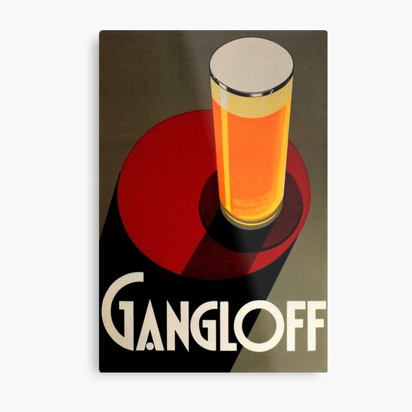 Vintage Red Gangloff Beer Big Glass Light Ale Lager Pilsen Advertising Poster Metal Print