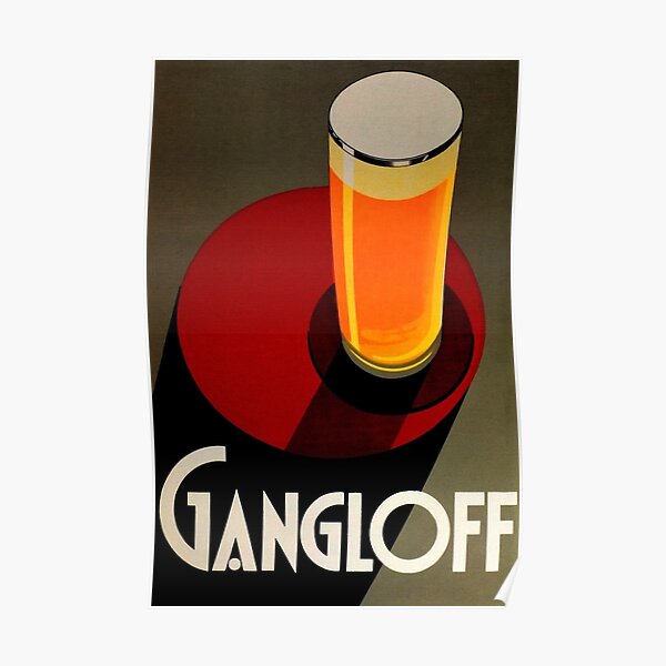 Vintage Red Gangloff Beer Big Glass Light Ale Lager Pilsen Advertising Poster Poster