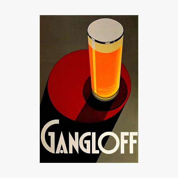 Vintage Red Gangloff Beer Big Glass Light Ale Lager Pilsen Advertising Poster Photographic Print
