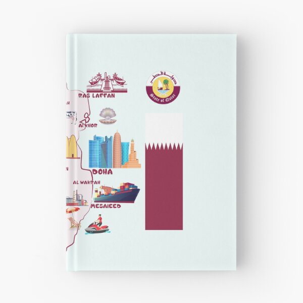 Item preview, Qatar Map  tourist attractions cities flag and State of Qatar Logo designed and sold by mashmosh.