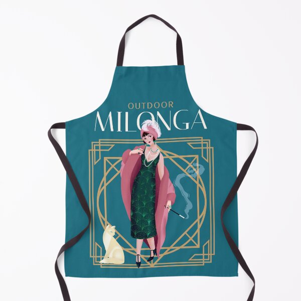 Item preview, Vintage Art Deco Outdoor Milonga Poster with Flapper and Cute Cat designed and sold by infinitetango.
