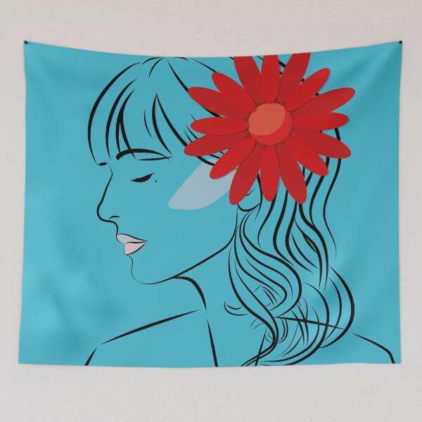 Item preview, Blue Woman Red Flower designed and sold by Moyanana.