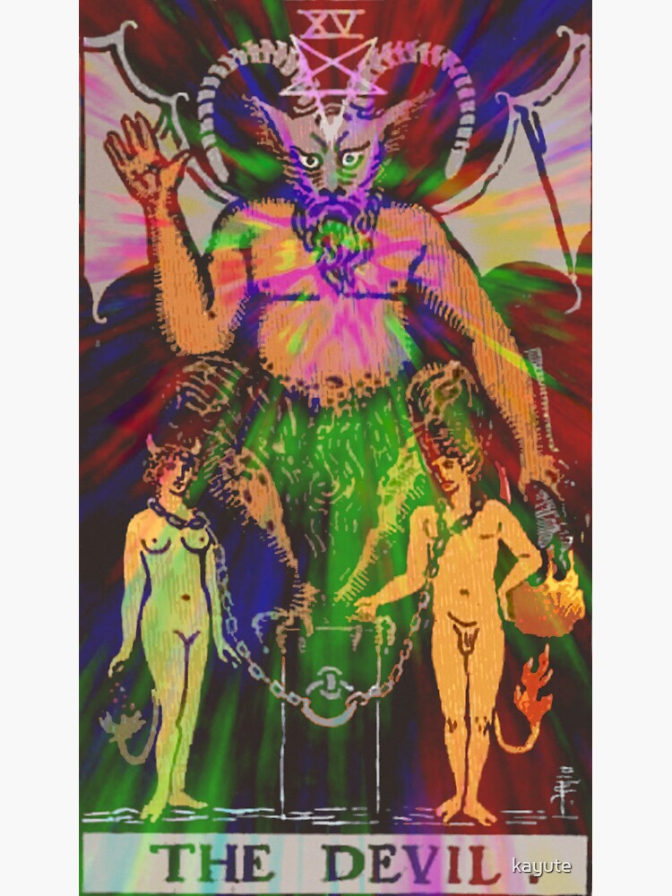 (High Resolution) The Devil - Psychedelic Rider Waite Tarot Card by kayute