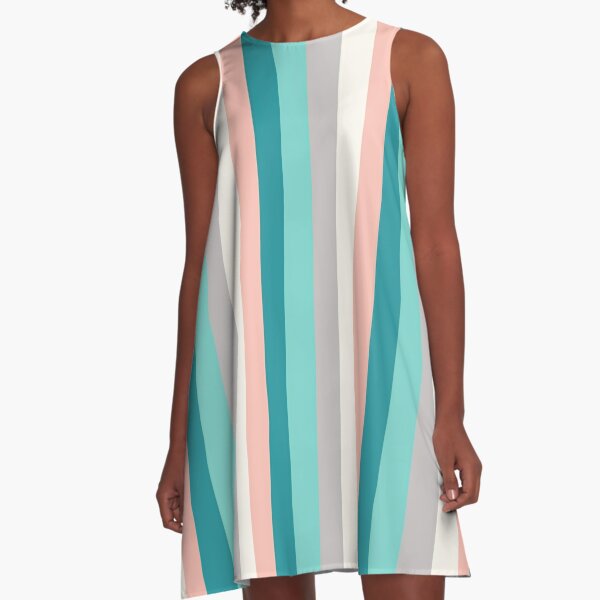 Blue Coral Stripe A-Line Dress