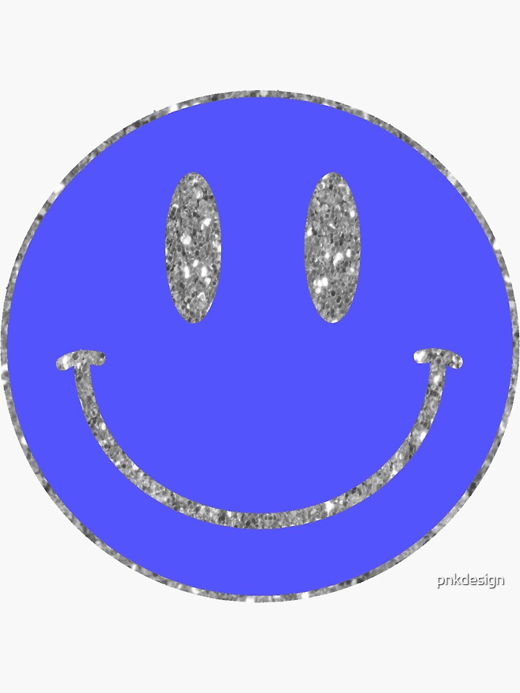 Sparkly Smiley Face Blue Sticker For Sale By Pnkdesign Redbubble