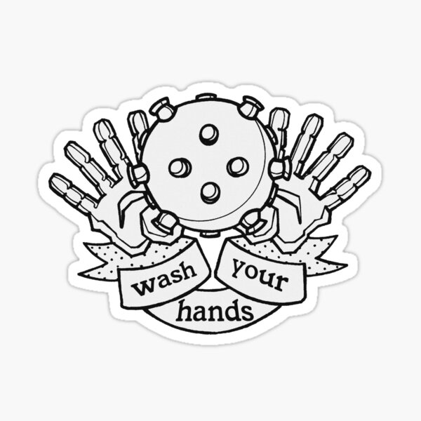 wash your hands (black and white) Sticker