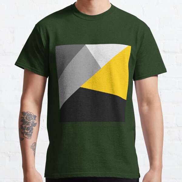 Simple Modern Gray Yellow and Black Geometric Long Sleeve T Shirt by  BlackStrawberry