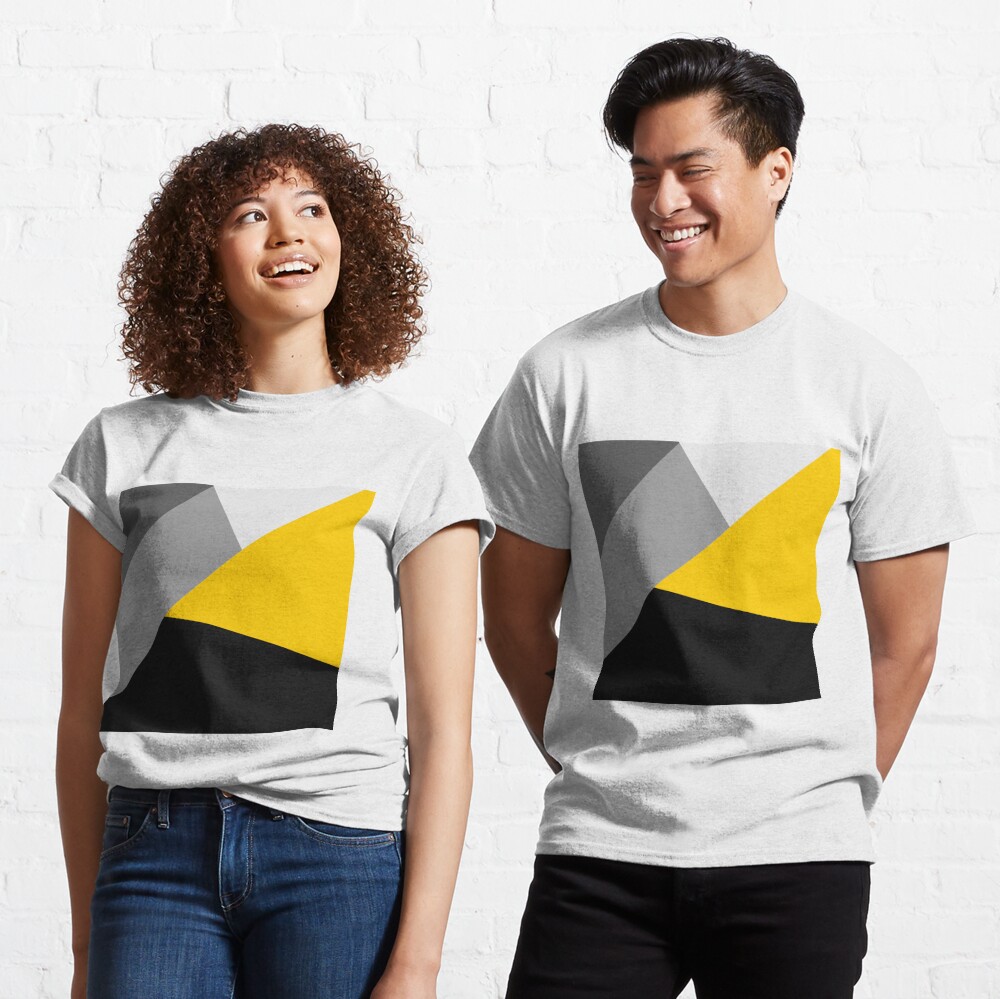 Simple Modern Gray Yellow and Black Geometric Long Sleeve T Shirt by  BlackStrawberry