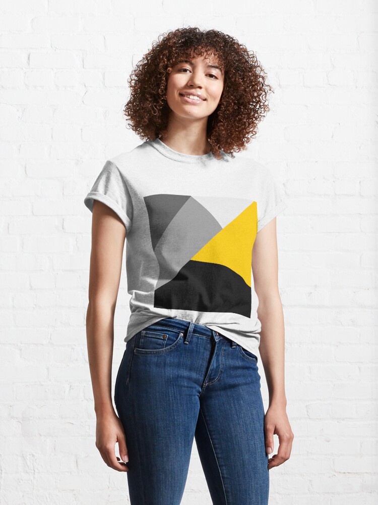 Simple Modern Gray Yellow and Black Geometric Long Sleeve T Shirt by  BlackStrawberry