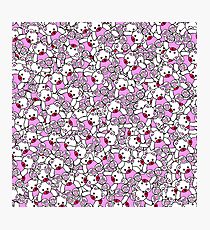 Cute Adorable Pink White Black Teddy Bear Collage Photographic Print