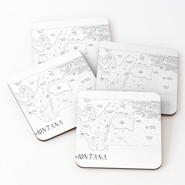 Item preview, Montana as a fantasy map - black and white designed and sold by aldayuan.