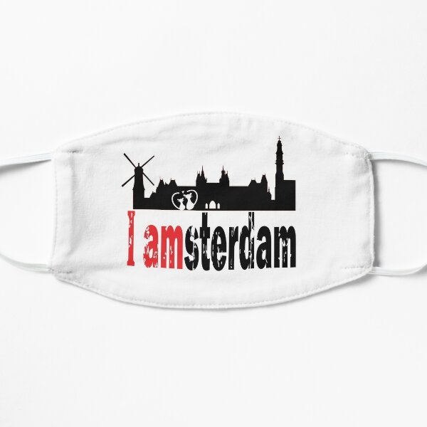I love Amsterdam Skyline - Amsterdam Cityscape - Amsterdam Skyline Cat Flat Mask