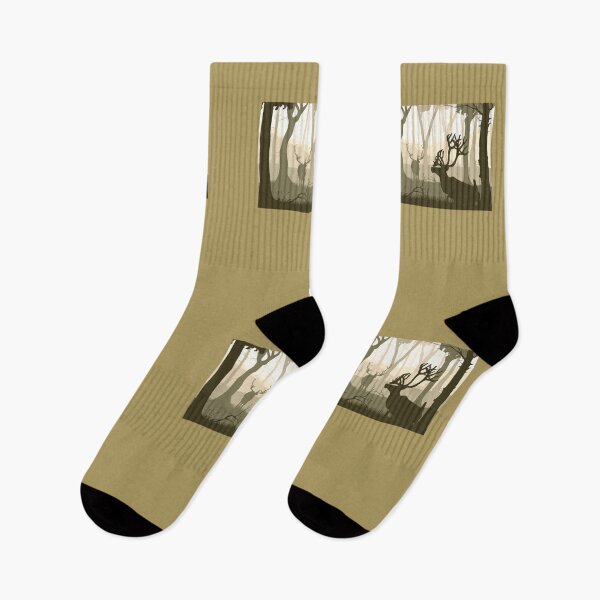Item preview, Caribou socks, caribou crossing socks, nature socks, deer socks, hunting socks, migrating caribou socks designed and sold by teeandmilkco.