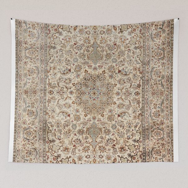 Item preview, Isfahan Central Persia Old Century Authentic Colorful Dusty Blue Tan Distressed Vintage Patterns designed and sold by vintagepatterns.