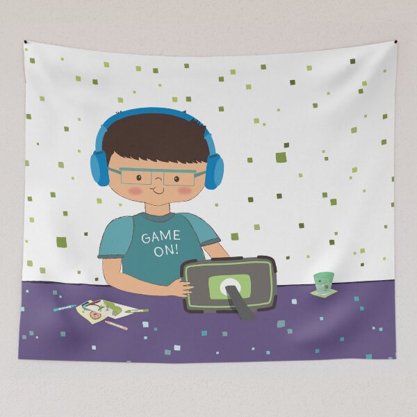 Item preview, Cute Personalized Gamer Boy Throw Blanket-white designed and sold by NomiCreates.