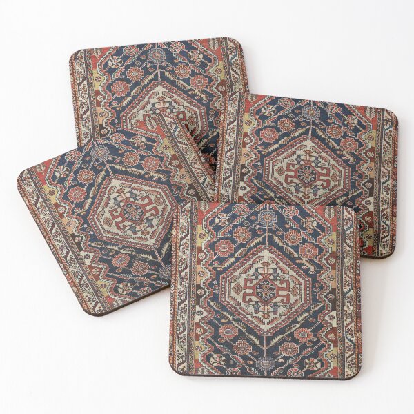 Item preview, Persian Qashqai Old Century Authentic Colorful Aztec Royal Blue Red Vintage Patterns designed and sold by vintagepatterns.