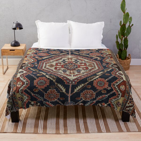 Item preview, Persian Qashqai Old Century Authentic Colorful Aztec Royal Blue Red Vintage Patterns designed and sold by vintagepatterns.