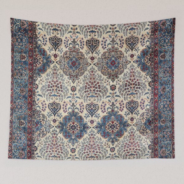 Item preview, South Persian Rug Old Century Authentic Colorful Blue Tan Pinks Vintage Patterns designed and sold by vintagepatterns.