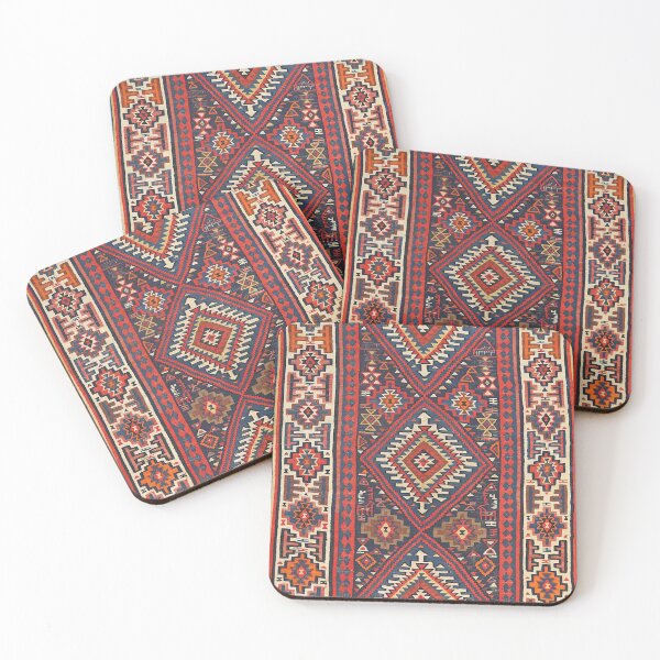 Item preview, Turkey Kilim Old Century Authentic Colorful Aztec Red Blue Tan Vintage Patterns designed and sold by vintagepatterns.