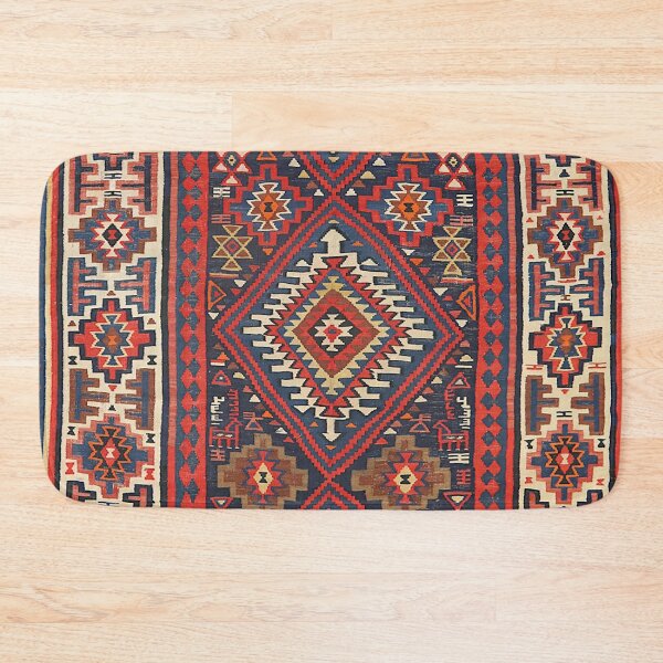 Item preview, Turkey Kilim Old Century Authentic Colorful Aztec Red Blue Tan Vintage Patterns designed and sold by vintagepatterns.