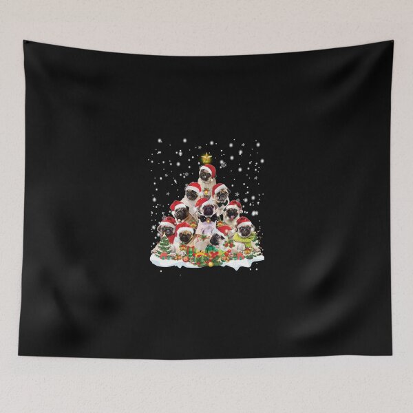 Item preview, Pug Christmas Tree Santa Hat Pajama Dog designed and sold by Jindohu58299.