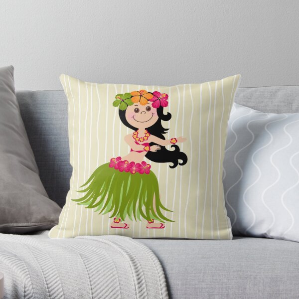 Hawaiian Girl Throw Pillow