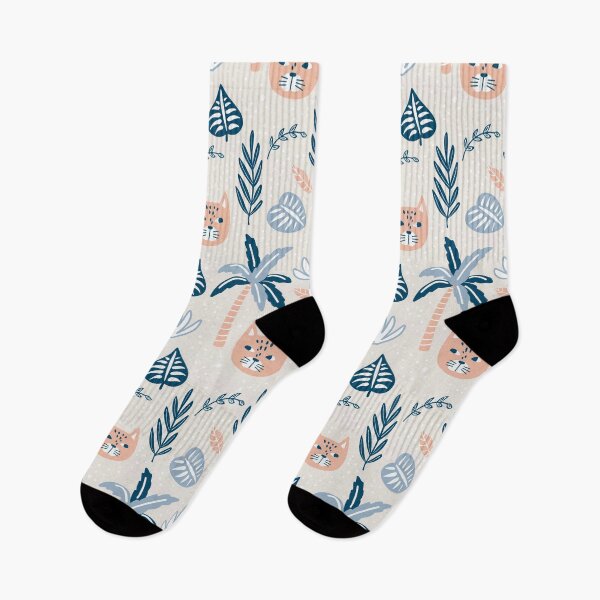 Item preview, Gatos dibujados a mano y plantas tropicales. designed and sold by della95.