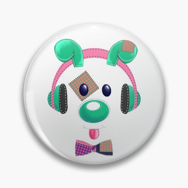 Item preview, Stiched dog listens to music - Pink and Green designed and sold by SquinkCreative.