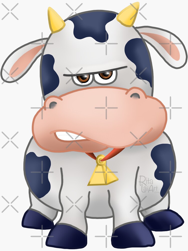 Mad Cow Sticker for Sale by RitaLaiArt