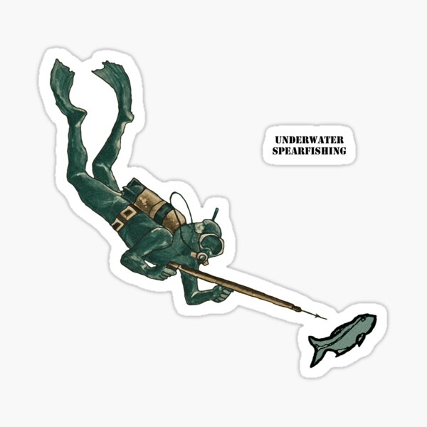Underwater Freediving Spearfishing Diver with Fish Sticker for Sale by  urmaddad